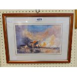 G. Beckerleg: a framed acrylic painting on canvas laid down entitled 'Waterside Blaze' - signed