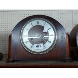 A vintage Smiths polished walnut cased mantel clock with eight day gong striking movement - closures
