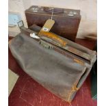 A vintage medical case with contents - sold with an old Gladstone bag filled with medical equipment