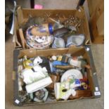 Two boxes containing a quantity of assorted collectables and ceramic items including child's plates,