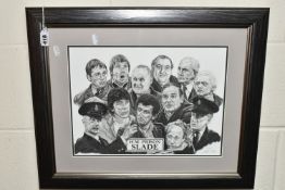 A LIMITED EDITION STEVE LILLY PRINT: PORTRAIT OF PORRIDGE CHARACTERS, H.M. Slade 5/350, pencil