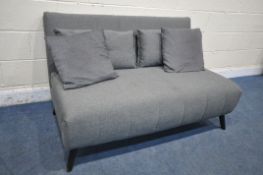 AN M&S CHARCOAL GREY DOUBLE FOLD OUT SOFA BED, width 135cm x depth 86cm x open length 184cm x height