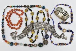 A SMALL ASSORTMENT OF JEWELLERY, to include a signed 'Jewelcraft' necklace, with a native American