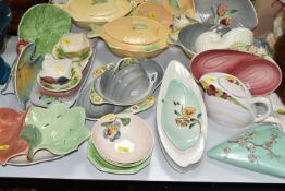 A LARGE COLLECTION OF SHORTER & SONS HAND PAINTED TABLEWARE, comprising three 'Peach' dishes in