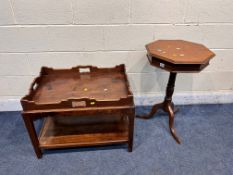 A GEORGIAN MAHOGANY TRAY TOP BUTLERS TABLE, with a wavy gallery and four handles, width