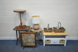 A SELECTION OF OCCASIONAL FURNITURE, to include a modern coffee table, with two wicker drawers