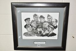 A LIMITED EDITION STEVE LILLY PRINT: BRITISH COMEDY ACTS PORTRAIT, glazed and framed, Dad's Army