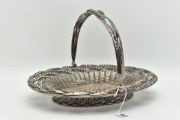 A SILVER PLATE BREAD BASKET, a weaved design basket with wheat detail, embossed with a floral design