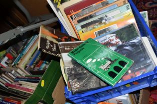 THREE BOXES OF BOOKS & MAGAZINES on the subject of RAILWAYS containing over 100 miscellaneous titles