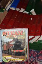 SIXTEEN BOUND VOLUMES OF STEAM RAILWAY AND STEAM WORLD MAGAZINES ETC (2 BOXES)