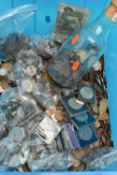 A LARGE PLASTIC BOX CONTAINING MIXED UK PRE 20th Century Coins victoria Crowns, Other silver,Old £
