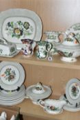 A GROUP OF MASONS DINNER WARES, comprising 'Fruit Basket' cheese dish and cover, 15cm jug and