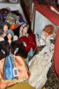 A COLLECTION OF BOXED PEGGY NISBET COLLECTOR'S COSTUME DOLLS, comprising Henry VIII, three Anne of