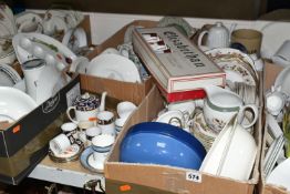 SIX BOXES AND LOOSE ASSORTED TEA AND DINNER WARES ETC, to include Woods 'Lucerne' coffee wares,