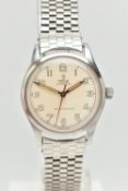 A GENTS 'TUDOR OYSTER' WRISTWATCH, manual wind, round silvered dial signed 'Tudor Oyster, Shock