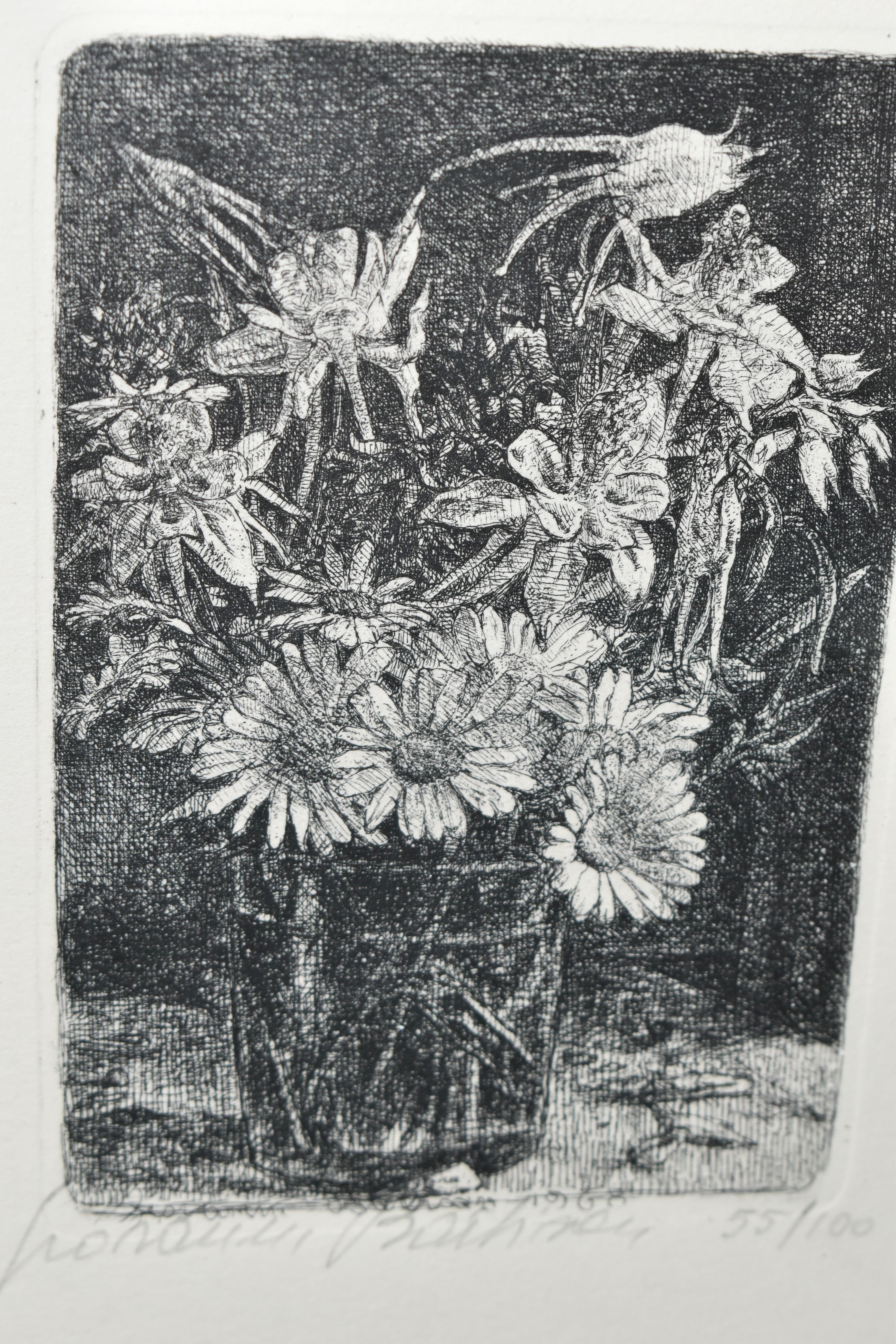 GIOVANNI BARBISAN (ITALY 1914-1988) 'VASE OF FLOWERS', a limited edition etching depicting wild - Image 3 of 3