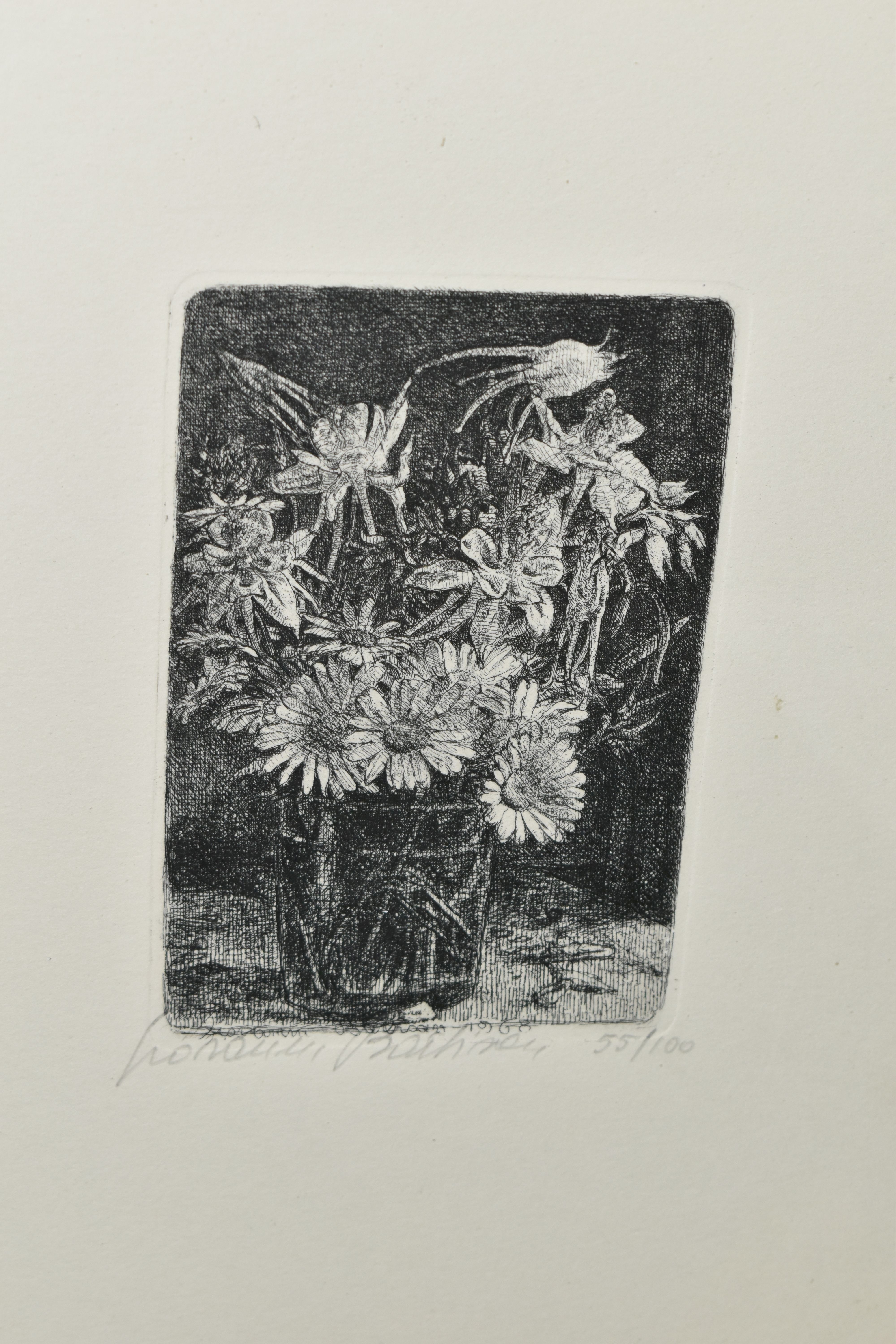 GIOVANNI BARBISAN (ITALY 1914-1988) 'VASE OF FLOWERS', a limited edition etching depicting wild - Image 2 of 3