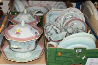 TWO BOXES AND LOOSE ADAMS CALYX WARE DINNER WARES, to include Lowestoft, Cascade, Ming Jade, Chelsea