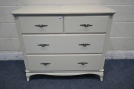 A YP FURNITURE CREAM CHEST OF TWO SHORT OVER TWO LONG DRAWERS, width 97cm x depth 51cm x height 86cm