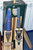 A CROQUET SET AND FOUR CRICKET BATS - THREE SIGNED, comprising a boxed Marks & Spencer Garden