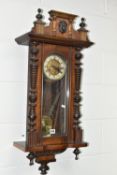 A TWENTIETH CENTURY VIENNA STYLE WALL CLOCK, movement stamped with FMS and eagle mark, for Friedrich
