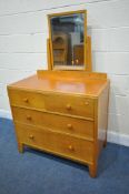 A 20TH CENTURY LIGHT OAK DRESSING CHEST, in the manner of Heals of London, with a single swing