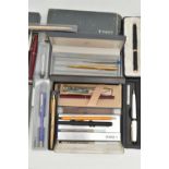 ASSORTED PENS, to include a boxed 'Parker' ball point pen, two boxed 'Parker' fountain pen, two