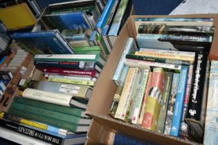 FOUR BOXES OF BOOKS containing approximately 110 titles in hardback format, mostly on the subjects