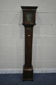 A.ALLEN OF BURLEY, A 20TH CENTURY OAK CASED GRANDDAUGHTER CLOCK, with a single fusee movement, the