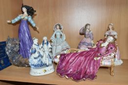 A GROUP OF FIGURINES, comprising Wedgwood for Spink 'The Coronation Ball, 1838' no 7116/10000 (fan