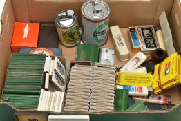 A BOX OF SMOKING ITEMS, to include a boxed 'Ronson Varaflame' lighter, a boxed 'Silver Match'