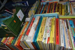 FIVE BOXES OF VINTAGE BOOKS, to include three boxes of children's books / annuals, twelve volumes