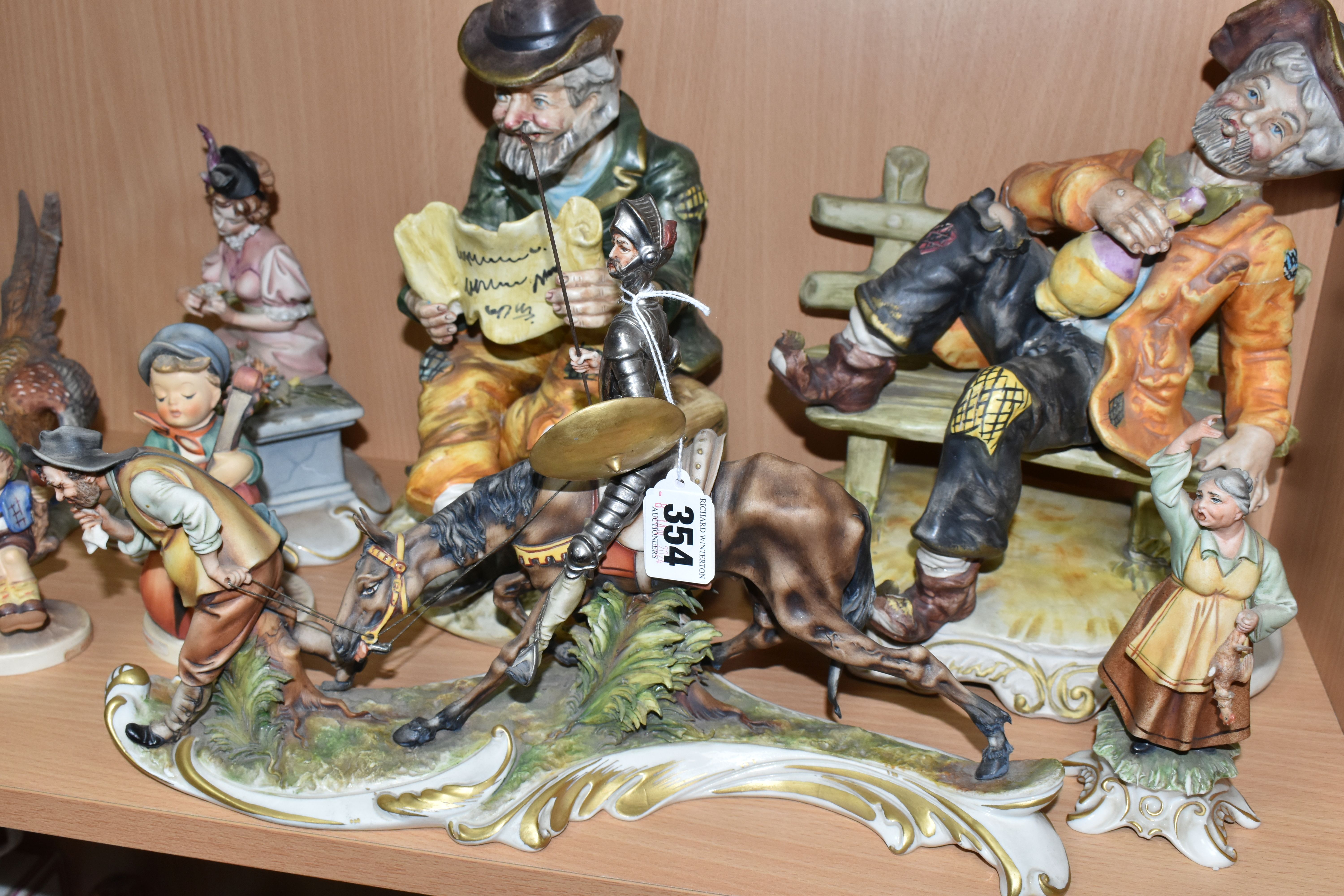A GROUP OF FIGURES, comprising a Capodimonte figure group of Don Quixote, on horseback, and Sancho - Image 2 of 10