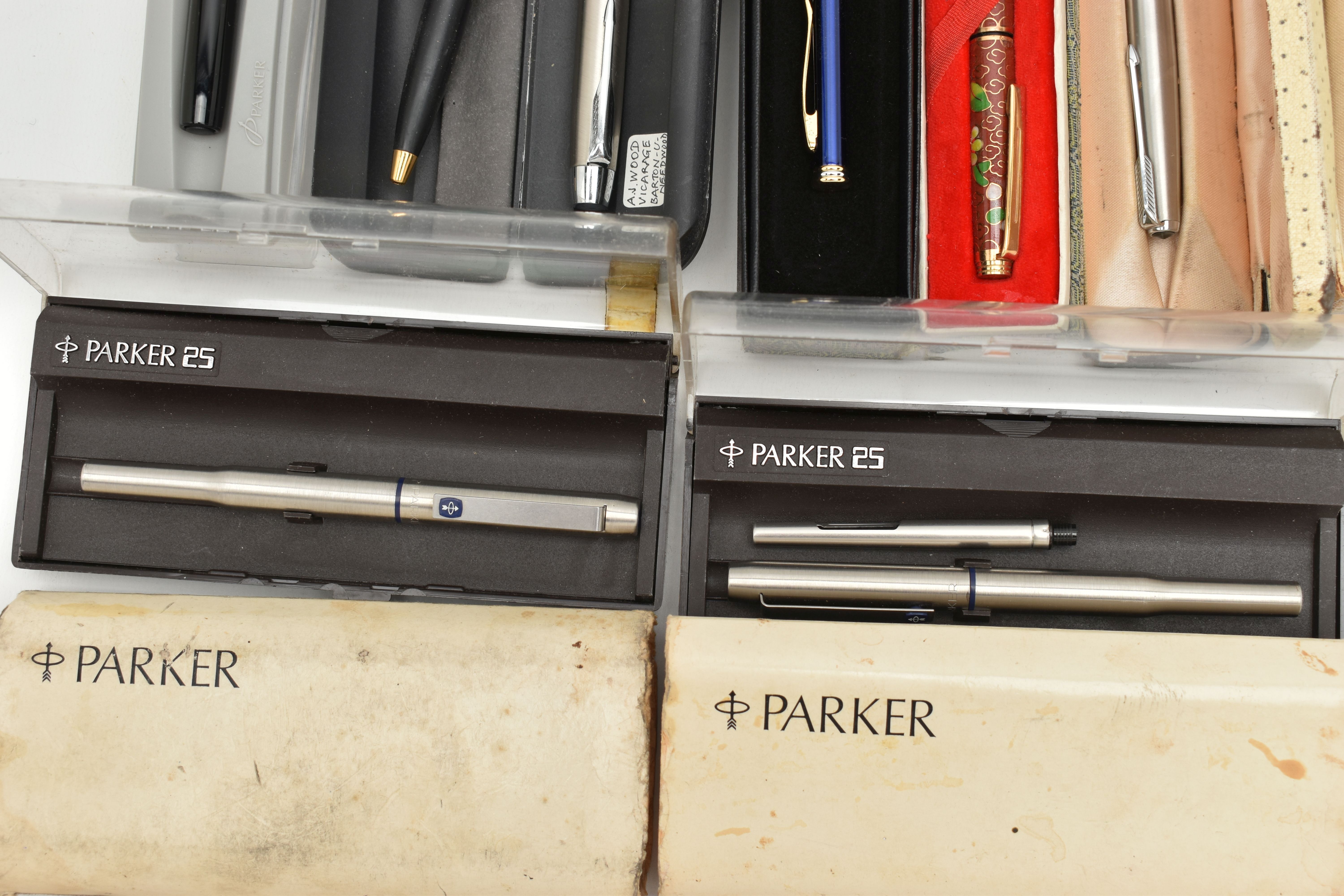 ASSORTED PENS, to include five boxed 'Parker' fountain pens, a 'Parker Frontier' ball point pen, and - Image 2 of 5