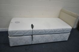 A MI BED MOTION INTELLIGENT ELECTRIC SINGLE BED, with a GelAir cool gel lux mattress and a cream