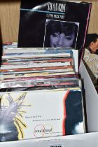 A BOX OF RECORDS, approximately ninety singles - most with picture sleeves, to include David Bowie