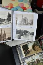 FIVE ALBUMS OF POSTCARDS containing approximately 545 examples of places, streets, buildings, the
