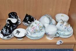 A GROUP OF SHELLEY 'WILD FLOWERS' AND ROYAL ALBERT 'NIGHT AND DAY' TEA WARES, comprising twenty