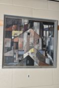 JACK METSON (1905-1987) 'FISHERMEN'S CHAPEL', a cubist style study of buildings in a village, signed