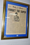 SUPERMAN 'DAILY PLANET - FORGET THE SUPER' PROP NEWSPAPER, possibly from the 1977 film and featuring