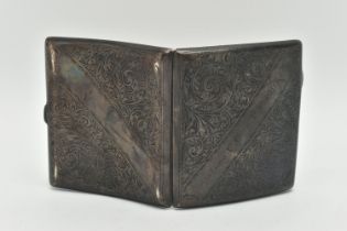 AN EDWARD VII SILVER CIGARETTE CASE, square form with scrolling acanthus detail, engraved 'From F.C.
