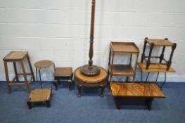 A SELECTION OF OCCASIONAL FURNITURE, to include a Waring and Gillow style walnut circular occasional