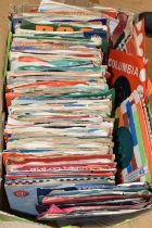 A BOX OF VINYL SINGLES, over two hundred records to include The Rolling Stones (Play With Fire/The