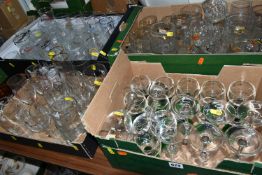 BREWERIANA: SIX BOXES OF NAMED BEER GLASSES, over ninety assorted drinking glasses, names include