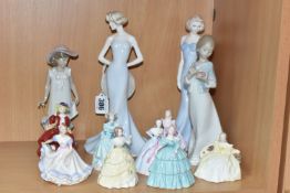 TWELVE FIGURINES, comprising Coalport Silhouettes 'Carole' and 'Nicole', Nao 1588 A Gift from the