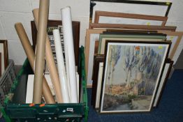 A QUANTITY OF PAINTINGS AND PRINTS ETC, to include five Sam Garratt (1840-1948) signed dry point