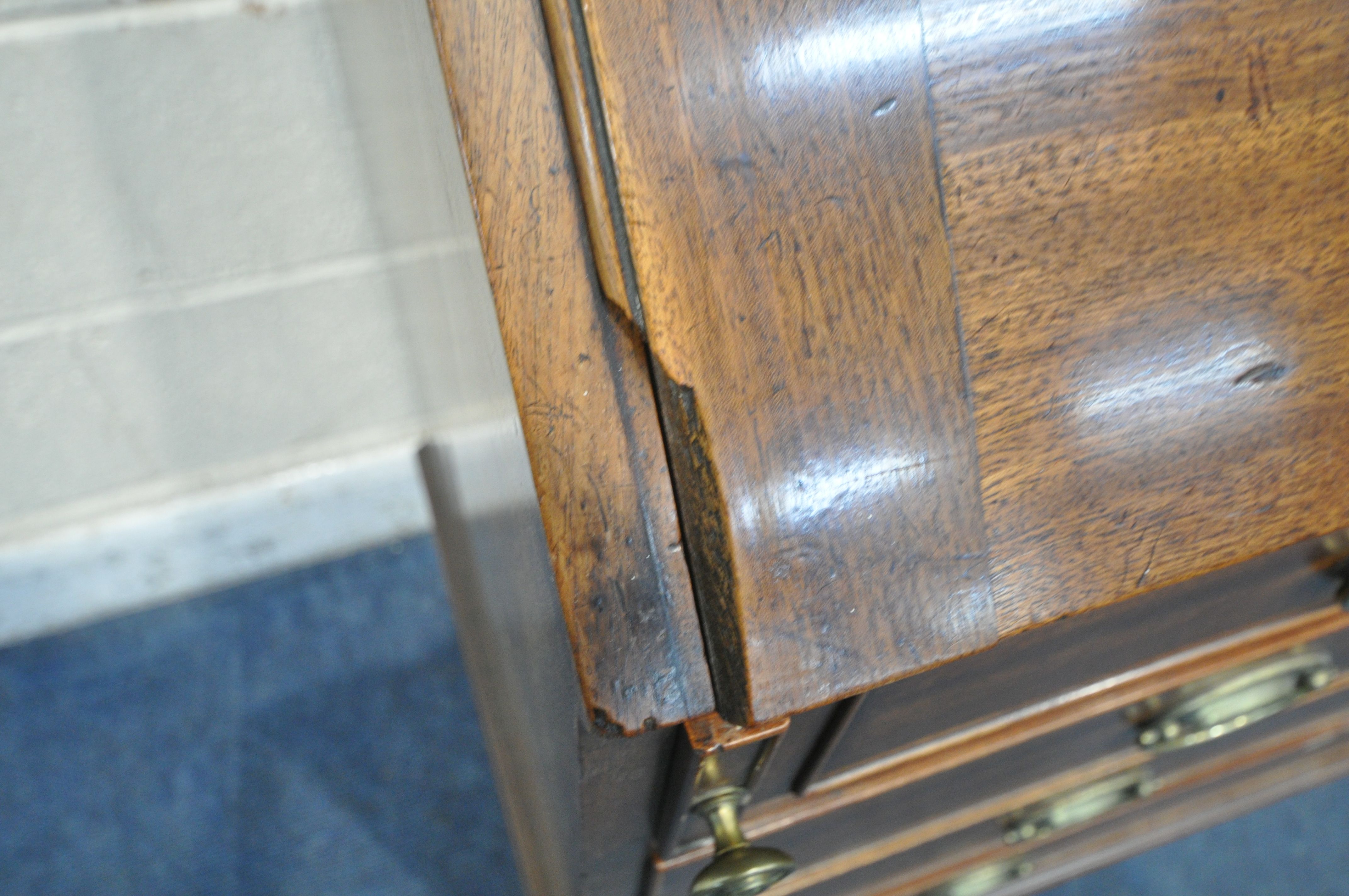 A GEORGIAN MAHOGANY BUREAU, the fall front door enclosing a fitted interior, above four drawers, - Image 2 of 6