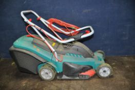 A BOSCH ROTAK 40GC ELECTRIC LAWN MOWER with grassbox (PAT fail due to taped cable but working)