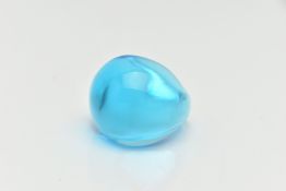 A BOXED 'LALIQUE' BLUE GLASS RING, domed blue glass ring, signed 'Lalique France', ring size