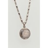 A SILVER 'LINKS OF LONDON' LOCKET AND CHAIN, the polished circular locket with hinged cover,